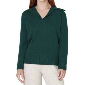 Vince Sweater Easy Johnny Collar Wool Cashmere Polo Pullover Malachite Green M